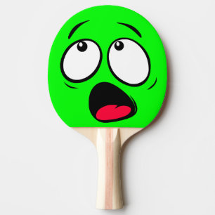 Scared Green Dayglow Personalize Emoji Ping Pong Paddle