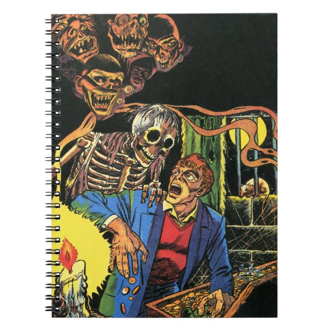 Scared Man treasure Ghosts Horror Comics art Notebook (Front)