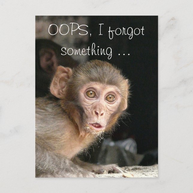 Scared monkey with big eyes text card (Front)