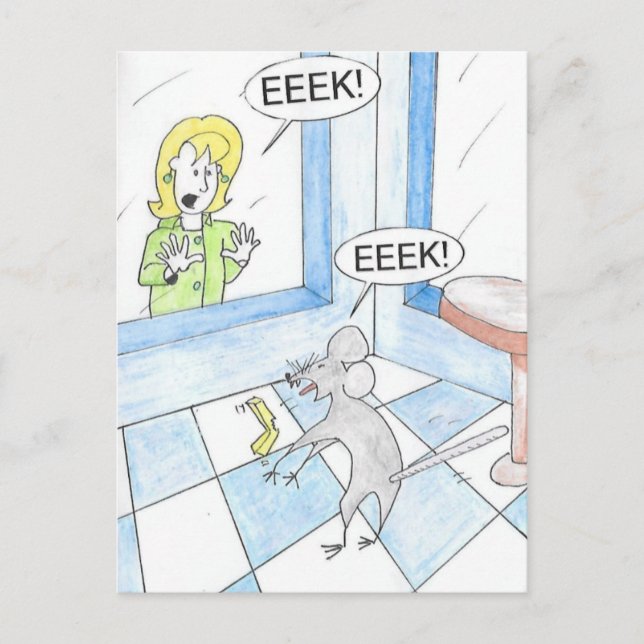 Scared Mouse Birthday Postcard (Front)