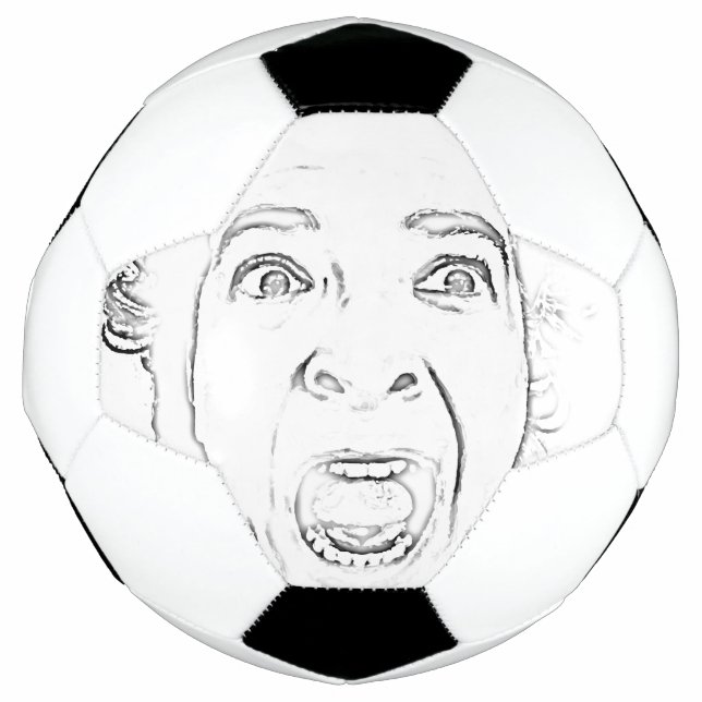 Scared Old Lady Screaming Face Hilarious Soccer Ball (Front)
