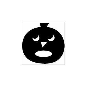 Scared Pumpkin Face   Halloween Rubber Stamp