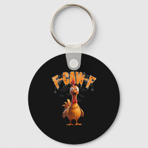 Scared Rooster F-caw-f Halloween Tee Keychain
