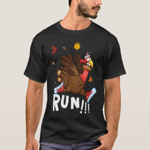 Scared Turkey Run  Thanksgiving Running Turkey Tro T-Shirt