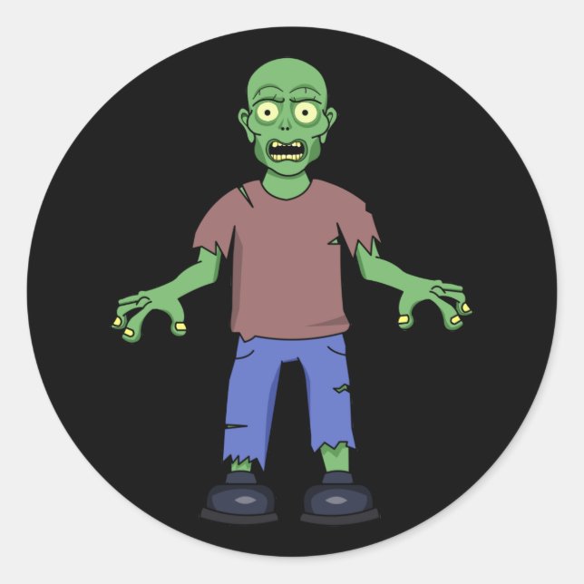 Scared Zombie Classic Round Sticker (Front)