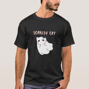 Scaredy Cat Cute Kitten Halloween Ghost Cat Mom Ca T-Shirt