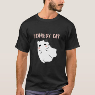 Scaredy Cat Cute Kitten Halloween Ghost Cat Mom Ca T-Shirt