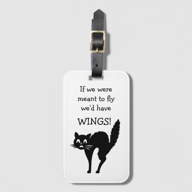 Scaredy-Cat Funny Afraid of Flying Luggage Tag (Front Vertical)