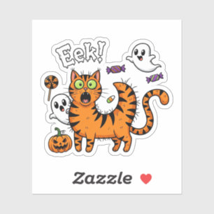Scaredy Cat – Funny Halloween Ghost Sticker