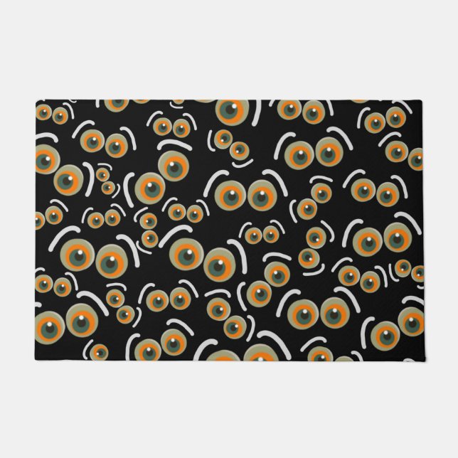 Scaredy Cat Halloween Boo Eyes Bat Doormat (Front)