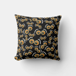 Scaredy Cat Halloween Boo Eyes Bat Throw Pillow