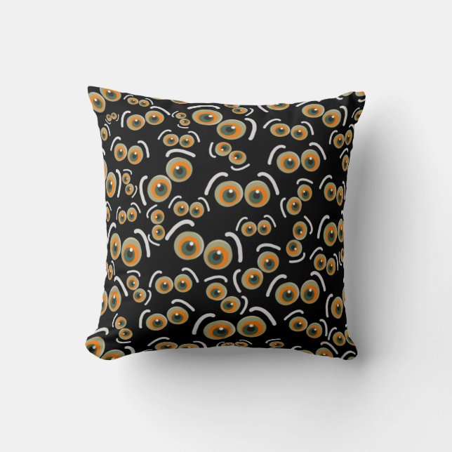 Scaredy Cat Halloween Boo Eyes Bat Throw Pillow (Front)