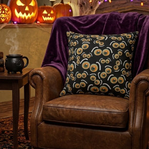 Scaredy Cat Halloween Boo Eyes Bat Throw Pillow