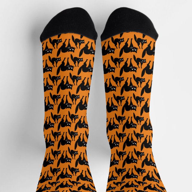 Scaredy Cat Halloween Socks (Top)
