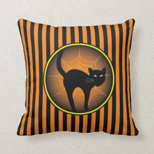 Scaredy Cat Halloween Throw Pillow