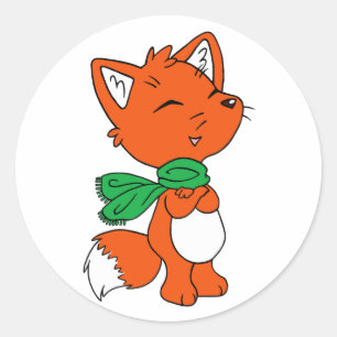 Scarf Fox Classic Round Sticker