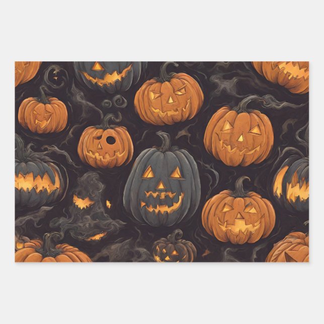 Scariest Halloween Pumpkins Ever  Wrapping Paper Sheet (Front)