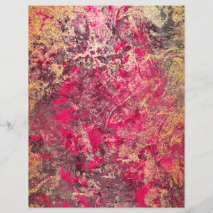 Scarlet and Gold Marble Scrapbook Paper