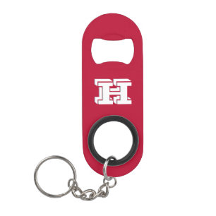 Scarlet and Gray Collegiate Color Style Monogram Keychain Bottle Opener