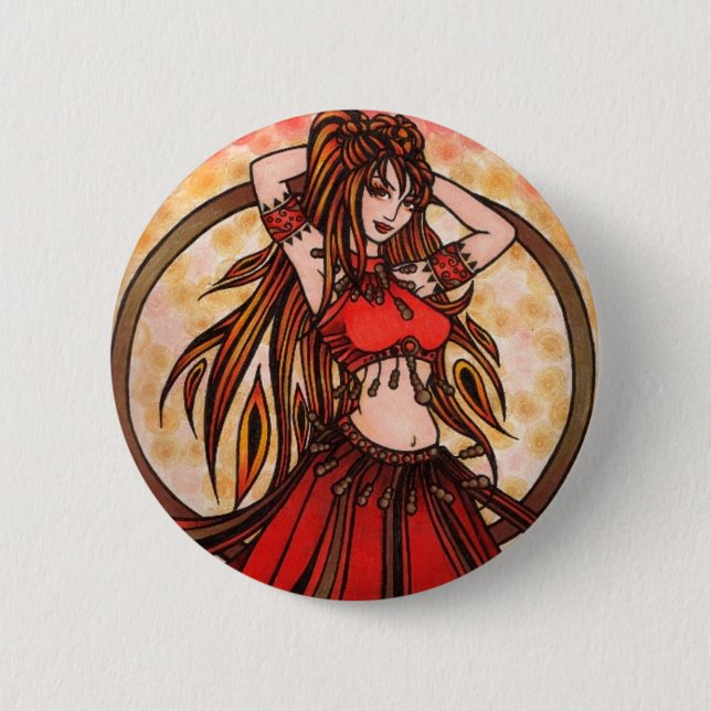 Scarlet belly dancer 2 inch round button (Front)