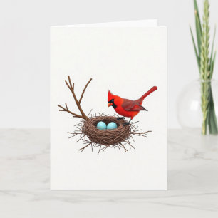 Scarlet Bird Nest Mothers Day Card