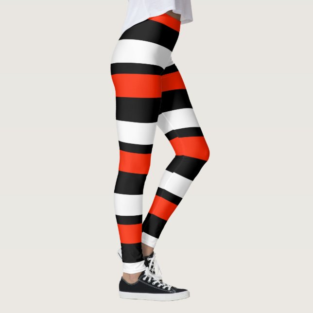 Scarlet Black and White Horizontally-Striped Leggings (Right)