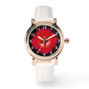 "Scarlet Bloom: Red Hibiscus Kaleidoscope" Watch