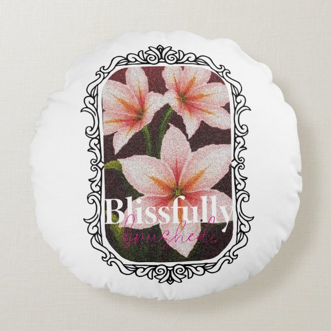 Scarlet Blossom Round Pillow (Front)