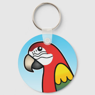 Scarlet Cartoon Macaw Parrot Bird Keychain