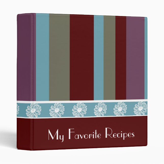 Scarlet Cyan Stripes Recipe Book Binder (Front/Spine)