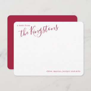 Scarlet Family Name Script Note Card