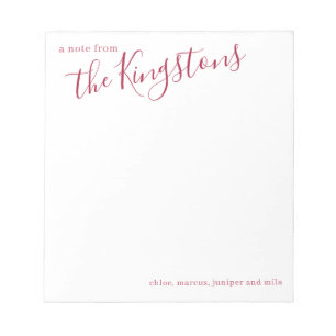 Scarlet Family Name Script Notepad