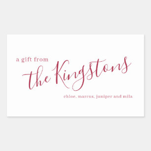 Scarlet Family Name Script Rectangular Sticker