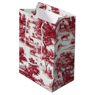 Scarlet French Country Toile Pattern Medium Gift Bag