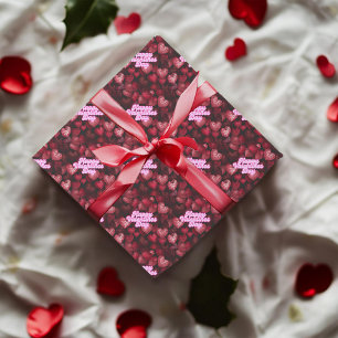 Scarlet Glitter Hearts Wrapping Paper