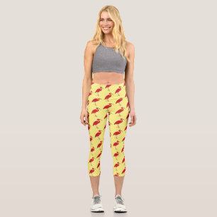 Scarlet ibis bird cartoon illustration  capri leggings