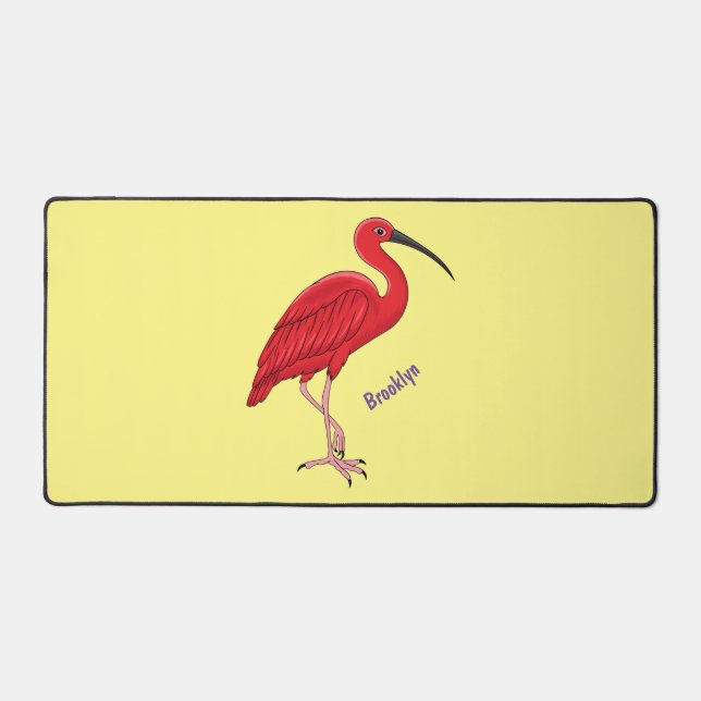 Scarlet ibis bird cartoon illustration  desk mat (Front)