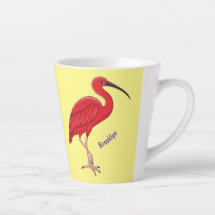 Scarlet ibis bird cartoon illustration latte mug