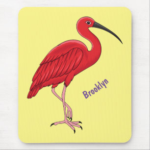 Scarlet ibis bird cartoon illustration mouse pad