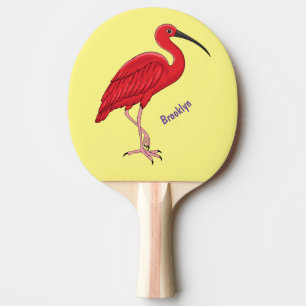 Scarlet ibis bird cartoon illustration ping pong paddle