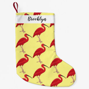 Scarlet ibis bird cartoon illustration small christmas stocking