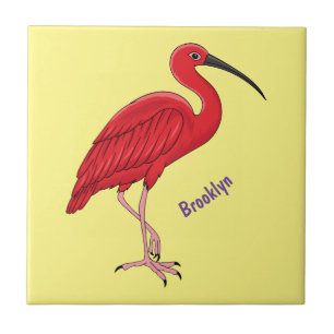 Scarlet ibis bird cartoon illustration tile