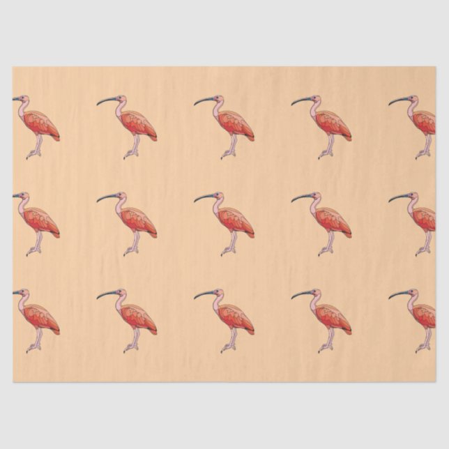 Scarlet Ibis Bird Happy Birthday Tissue Paper (Front)