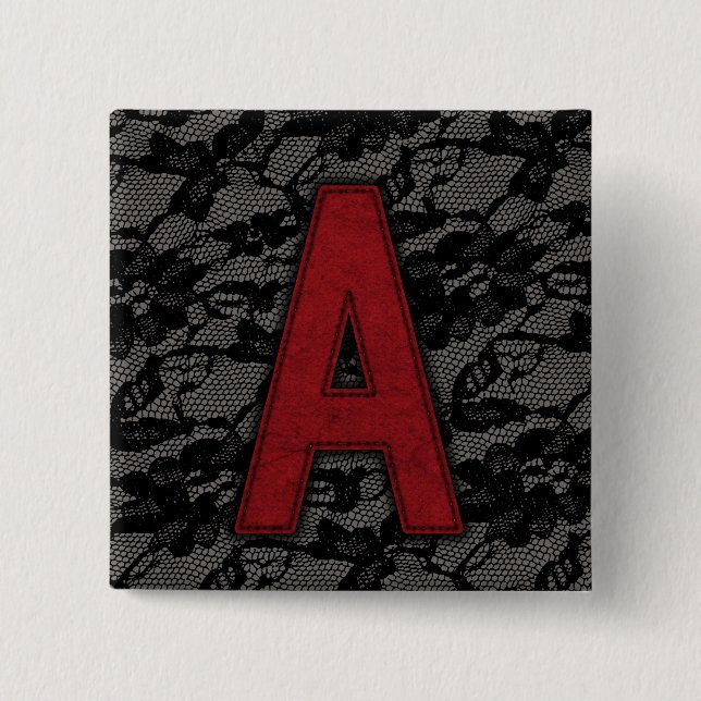 Scarlet Letter A 2 Inch Square Button (Front)