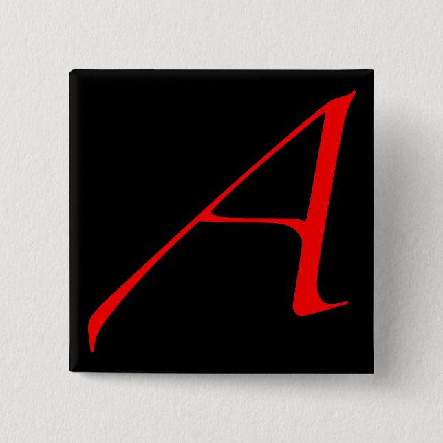 Scarlet letter A (for Atheist) 2 Inch Square Button (Front)