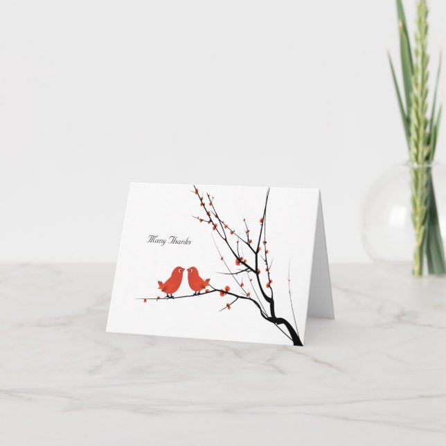 Scarlet Lovebirds Personalized Photo Thank You (Front)