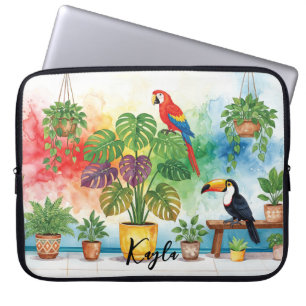 Scarlet Macaw and Toucan House Sitting Laptop Sleeve