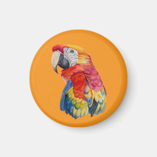 Scarlet Macaw – Expressive Watercolor Bird Art Magnet