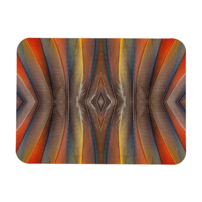 Scarlet Macaw feather design Magnet (Horizontal)