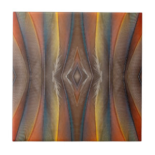 Scarlet Macaw feather design Tile